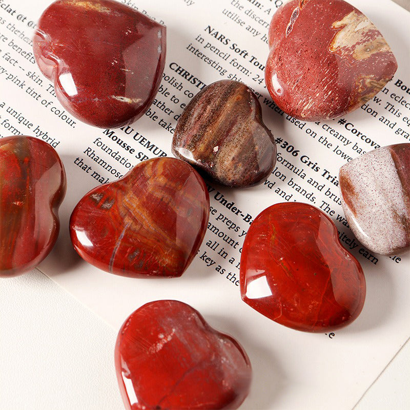 Petrified Wood Crystal Heart Palm Stone - Emotional Balance, Mental Strength & Spiritual Growth