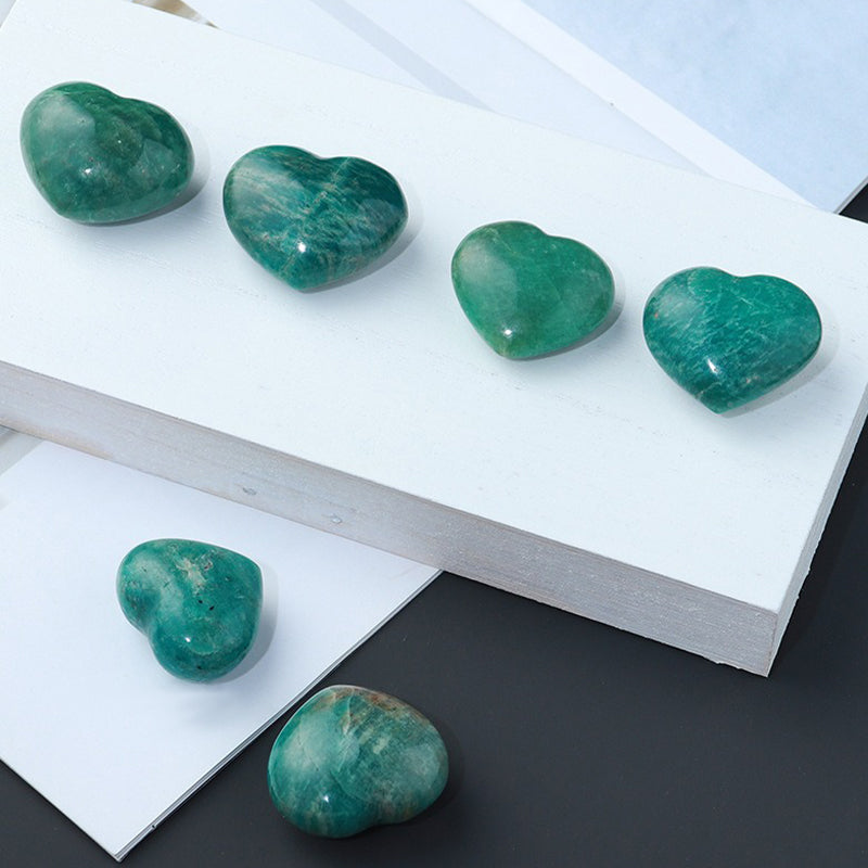 Amazonite Stone Heart Palm Stone - Emotional Regulation, Communication&Creativity