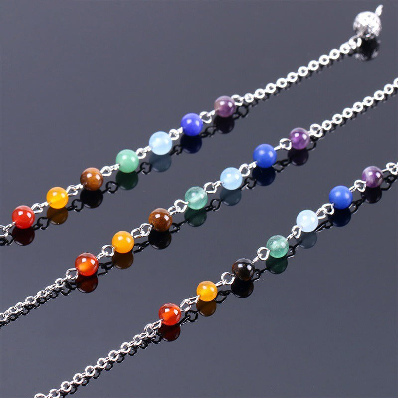 Natural crystal pyramid pendulum with seven-stone bead chain - the mysterious power of witch magic