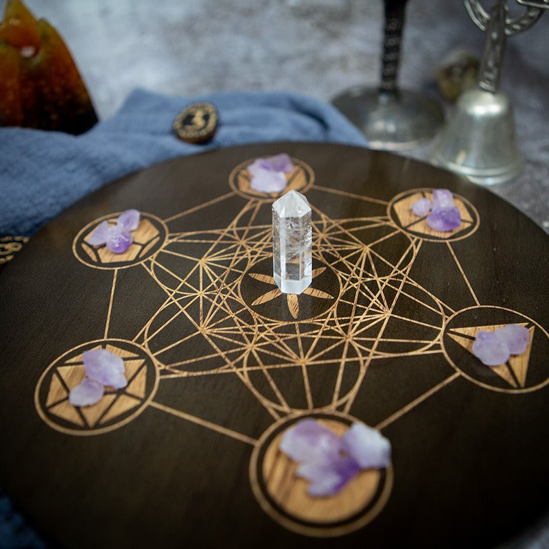 Witch's Treasure: Double-Sided Engraved Crystal Grid Ritual Plate, Meditation Astrolabe