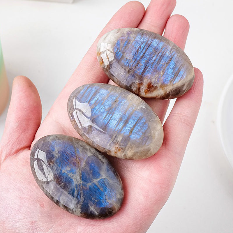 Blue Moonstone Palm Stone: Calm, Soothe, Ignite, Elevate, Enhance