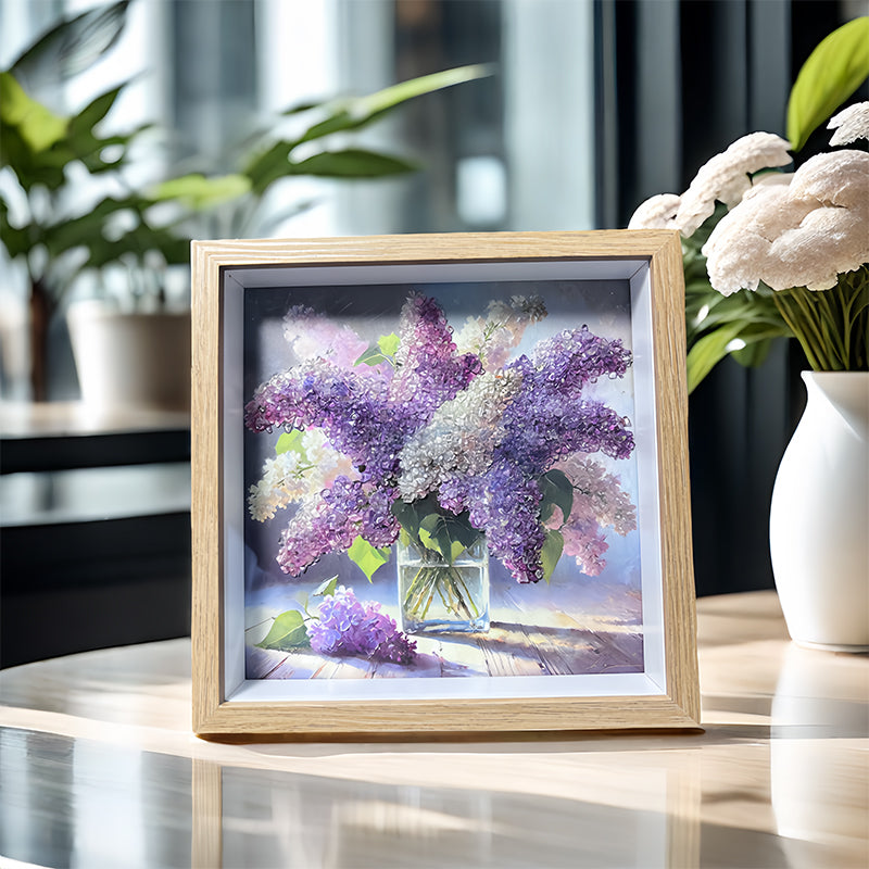 Clear Quartz and Amethyst Framed Crystal Art-Flower Paintings