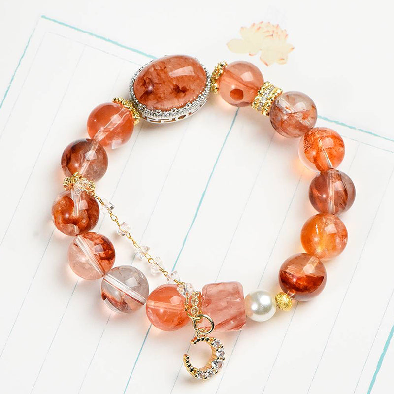 Red Gum Flower Stone Bracelet - Embrace Nature's Scarlet Wonders