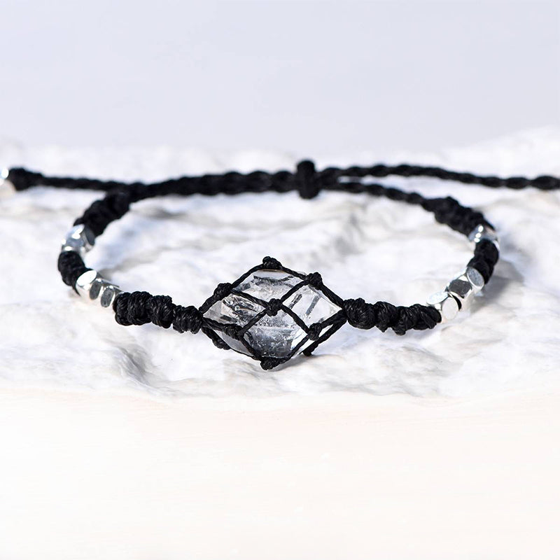 Shining Cystal Raw Stone Bracelet - Handwoven Crystal Bracelet for a Mystical Aura