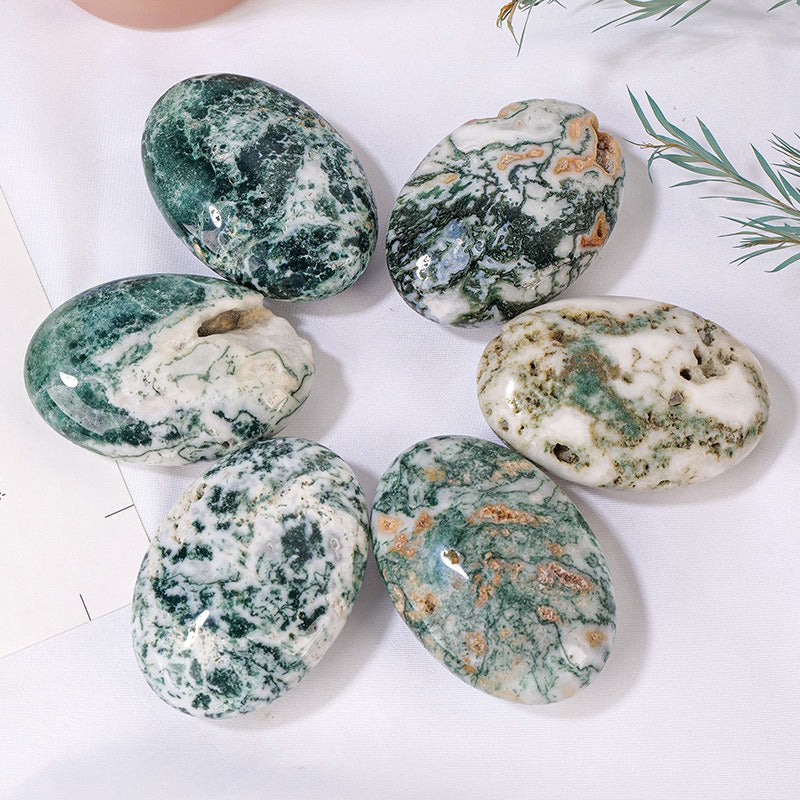 Moss Agate Palm Stone - Emotional Relief, Self-Reflection & Wealth Attraction