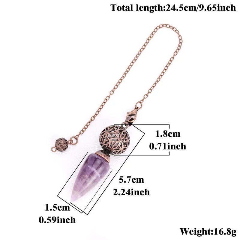 Natural crystal pendulum - bullet-shaped design, hollow circle, special for witch magic