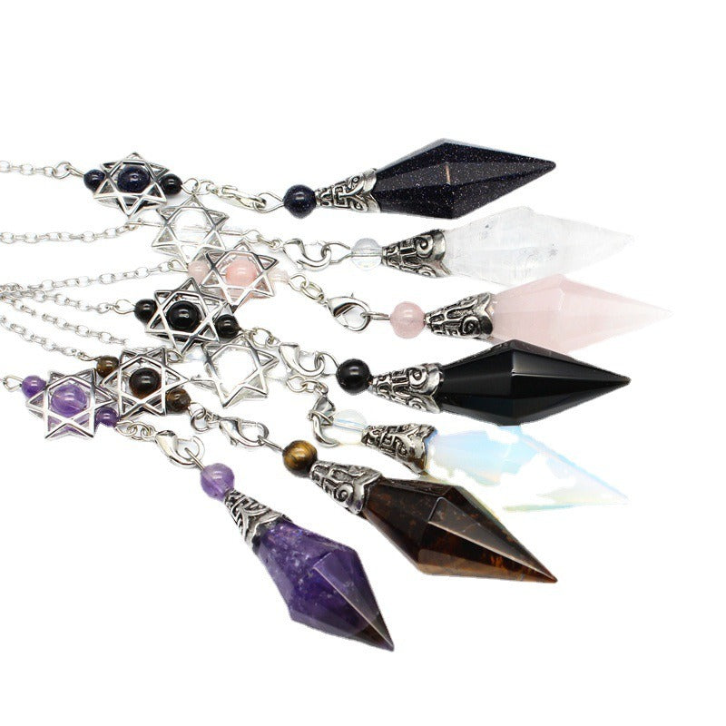 Natural Crystal Double Pointed Diamond Cut Dream Catcher Pendulum - Witch's Magical Tool for Traveling Through Dreams