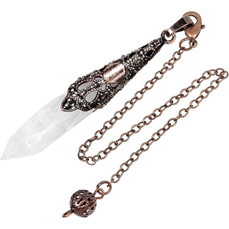 Classical Mystery: Natural Crystal Diamond Faceted Pendulum - The Magical Key to Witches' Magic