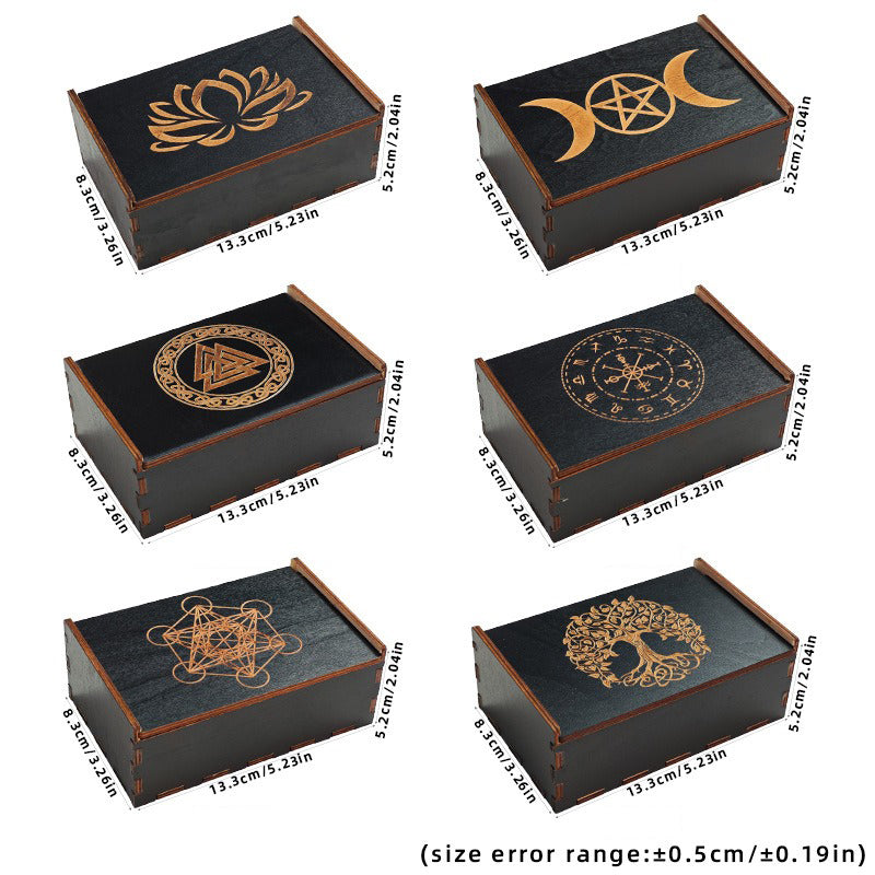 Witch’s Magic Box: Push-Pull Wooden Tarot Cards and Crystal Storage Box