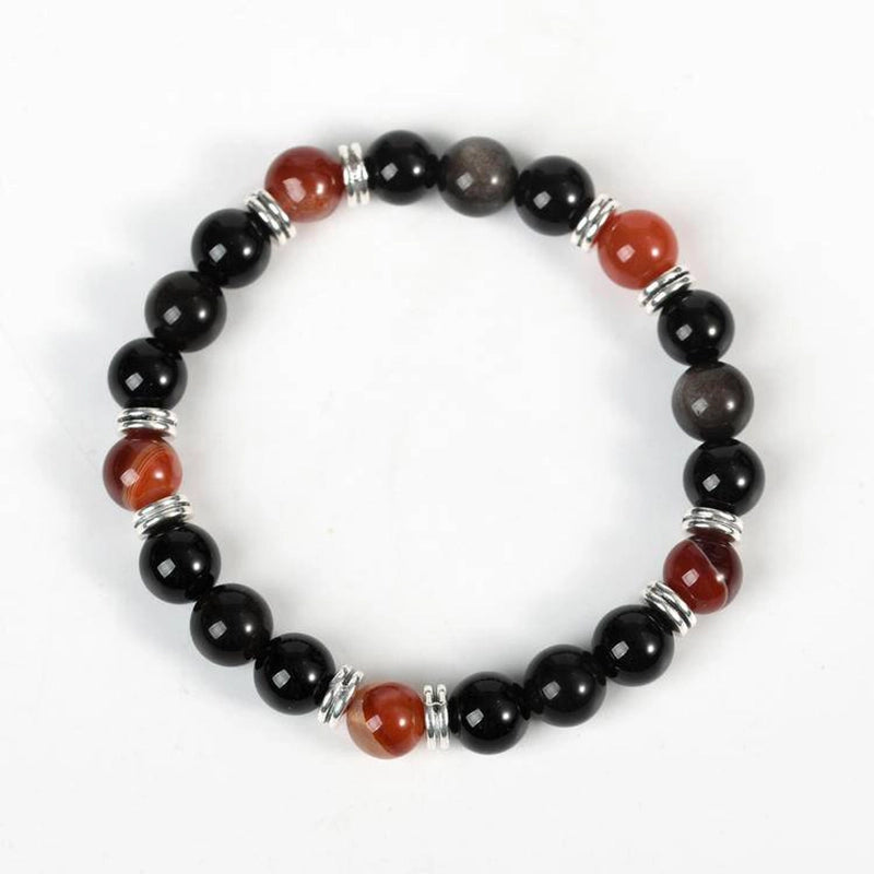 Obsidian Protection Bracelet with Healing Gemstones & Silver | Roline Crystal