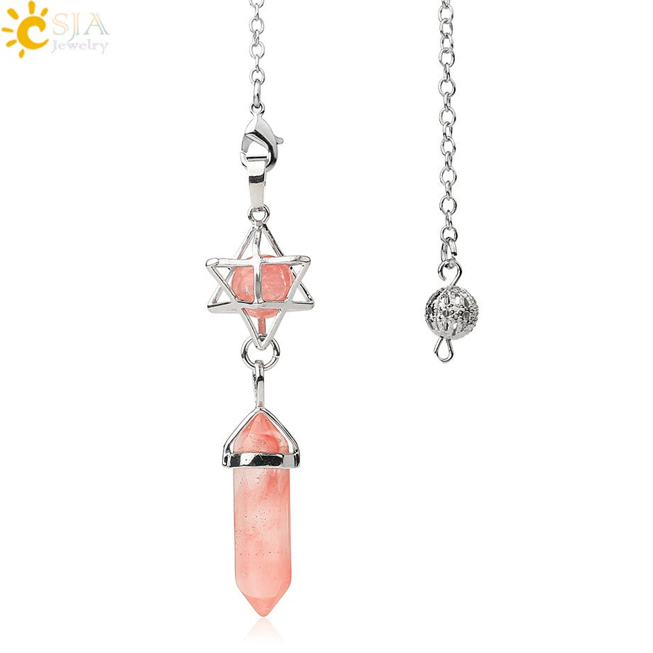 A must-have for mysterious witches: Natural crystal hexagram pendulum