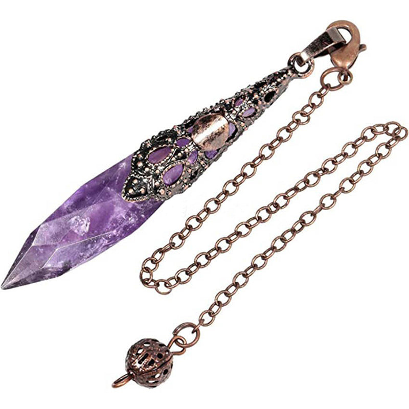 Classical Mystery: Natural Crystal Diamond Faceted Pendulum - The Magical Key to Witches' Magic