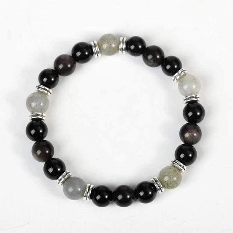 Obsidian Protection Bracelet with Healing Gemstones & Silver | Roline Crystal