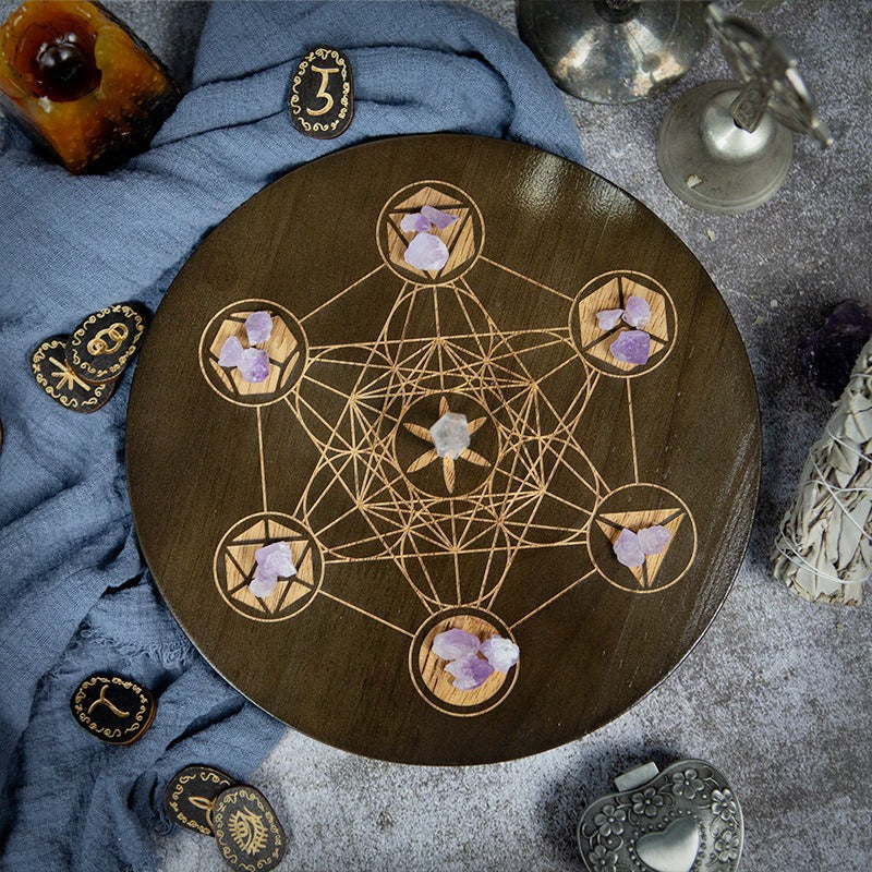 Witch's Treasure: Double-Sided Engraved Crystal Grid Ritual Plate, Meditation Astrolabe