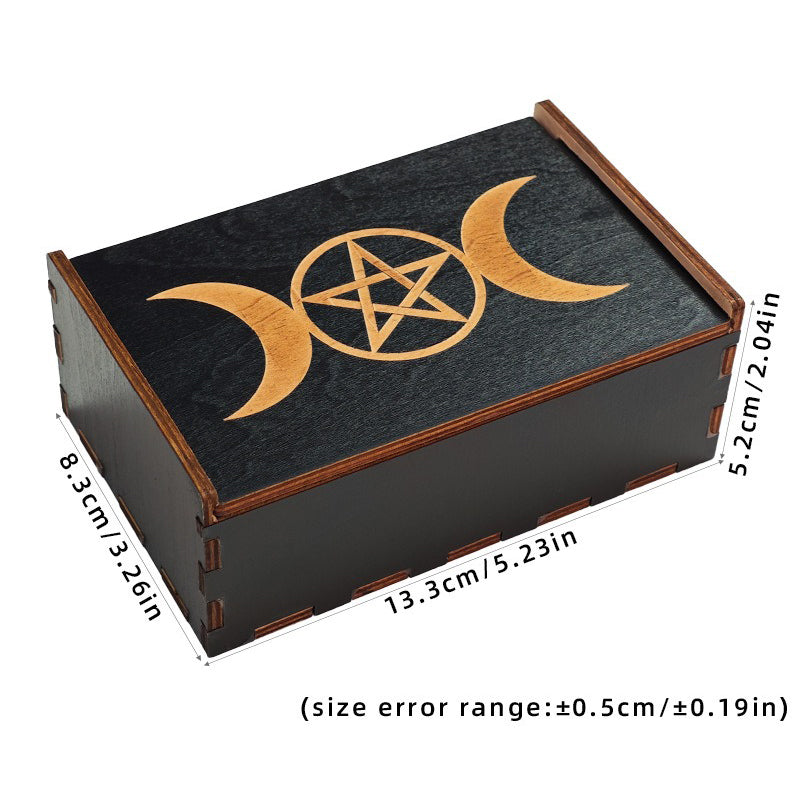 Witch’s Magic Box: Push-Pull Wooden Tarot Cards and Crystal Storage Box