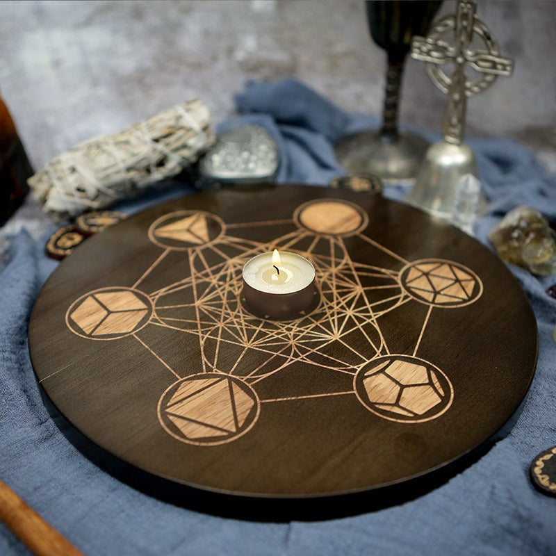 Witch's Treasure: Double-Sided Engraved Crystal Grid Ritual Plate, Meditation Astrolabe