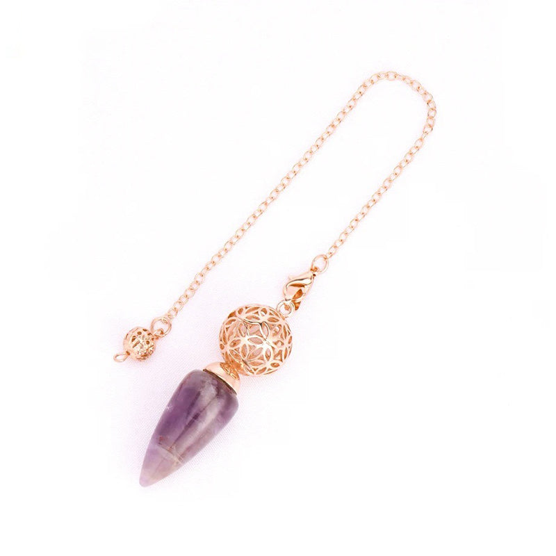 Natural crystal pendulum - bullet-shaped design, hollow circle, special for witch magic