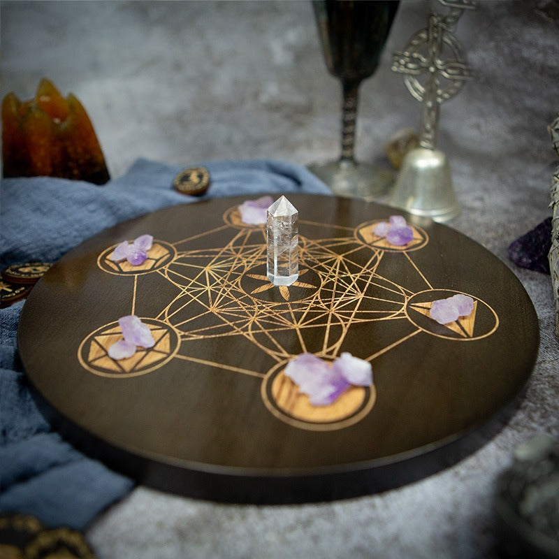 Witch's Treasure: Double-Sided Engraved Crystal Grid Ritual Plate, Meditation Astrolabe