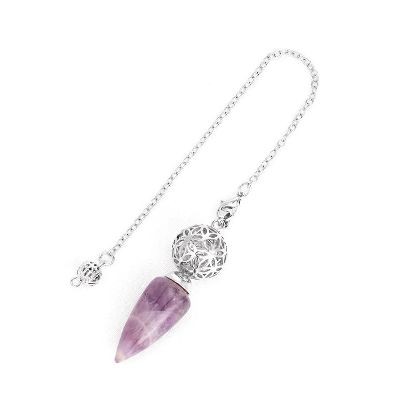 Natural crystal pendulum - bullet-shaped design, hollow circle, special for witch magic