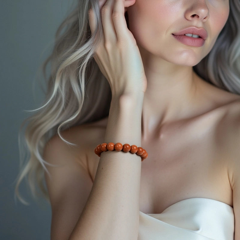 Golden Sandstone bracelet with 8mm warm-toned beads by Roline Crystal