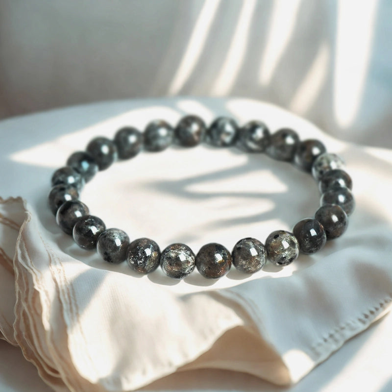 Lava stone bracelet with black 8mm porous beads by Roline Crystal 
