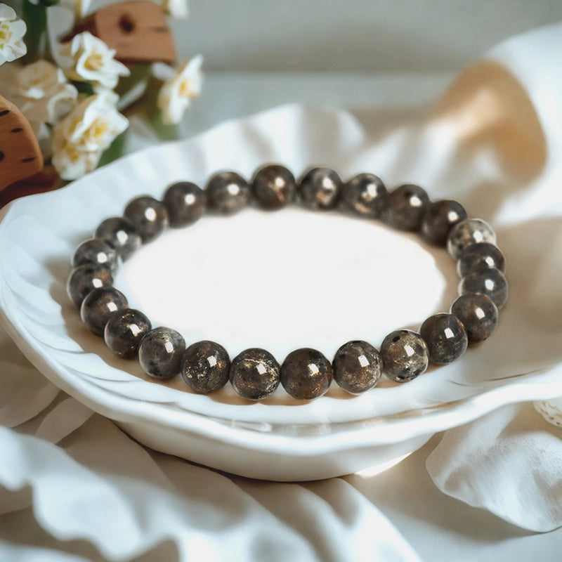 Lava stone bracelet with black 8mm porous beads by Roline Crystal 