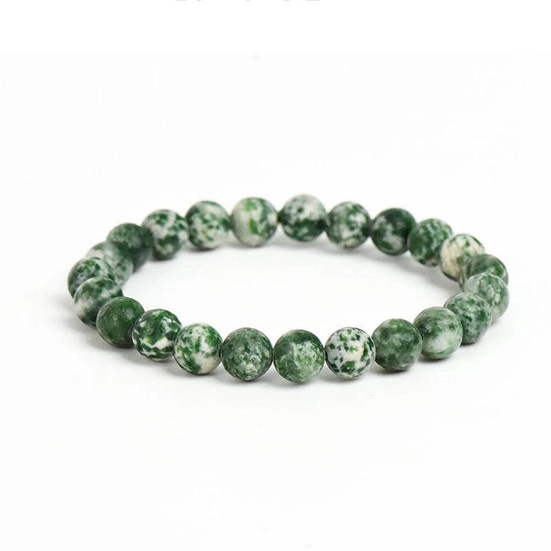 Qinghai Green Jade bracelet with 8mm polished beads by Roline Crystal