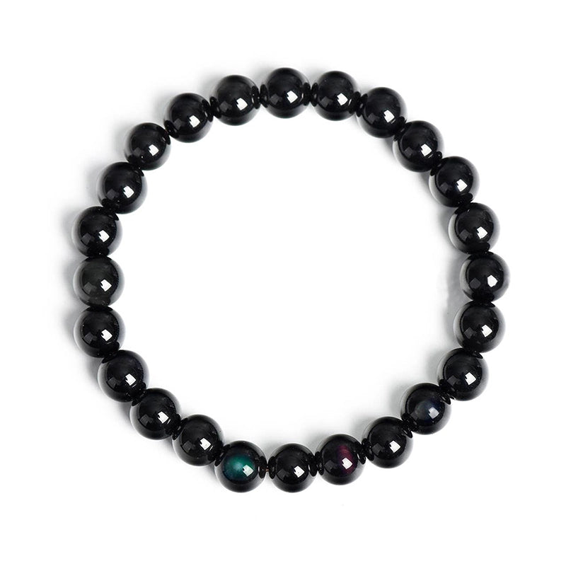 Rainbow Obsidian bracelet with 10mm iridescent beads by Roline Crystal