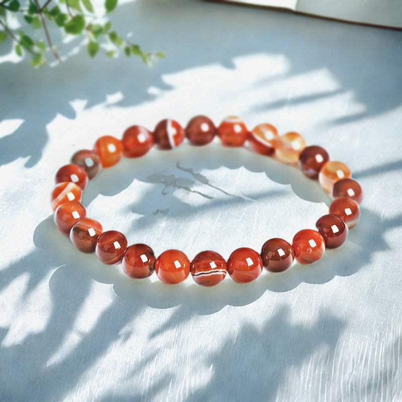 Red Agate bracelet with polished 8mm crimson beads by Roline Crystal