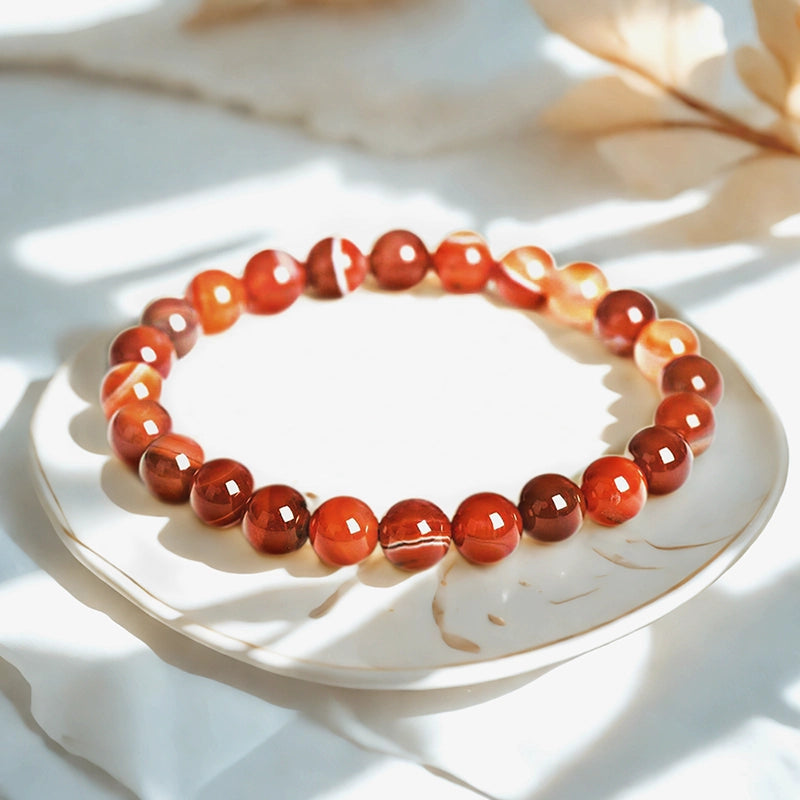 Red Agate bracelet with polished 8mm crimson beads by Roline Crystal