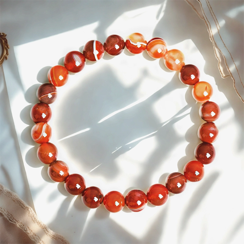 Red Agate bracelet with polished 8mm crimson beads by Roline Crystal