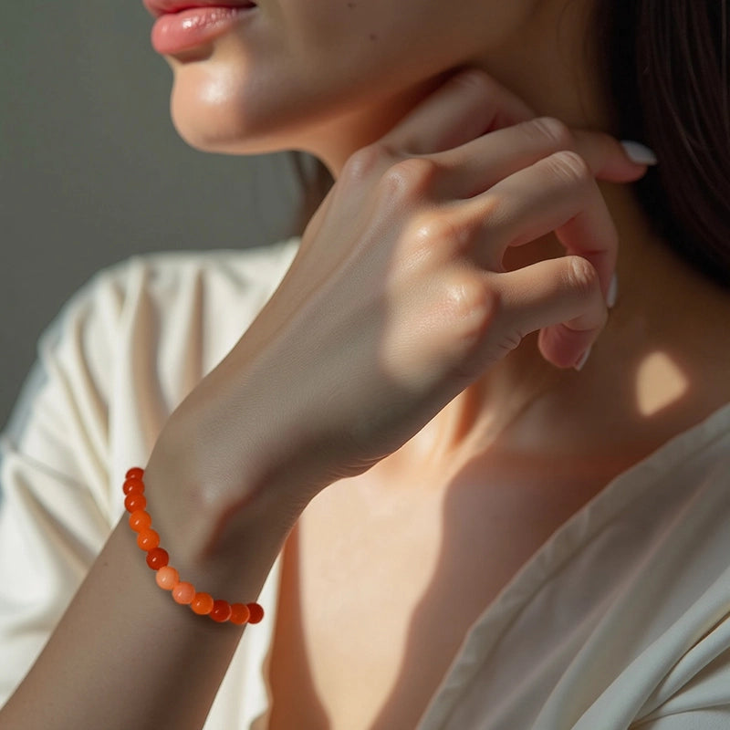 Red Aventurine bracelet with polished 8mm crimson beads by Roline Crystal