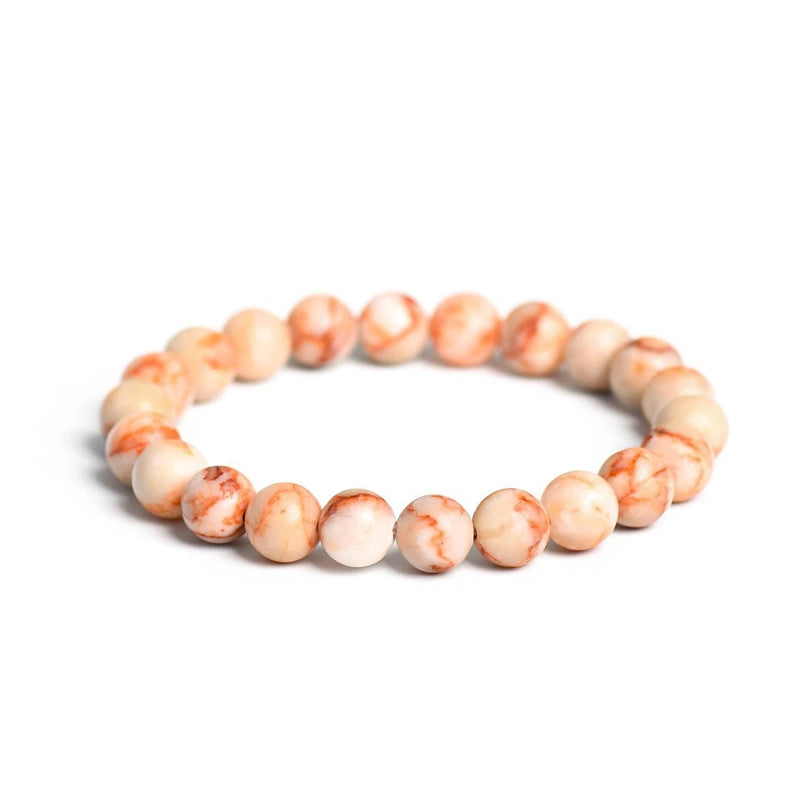 Red Grid Jasper bracelet with 8mm patterned beads by Roline Crystal