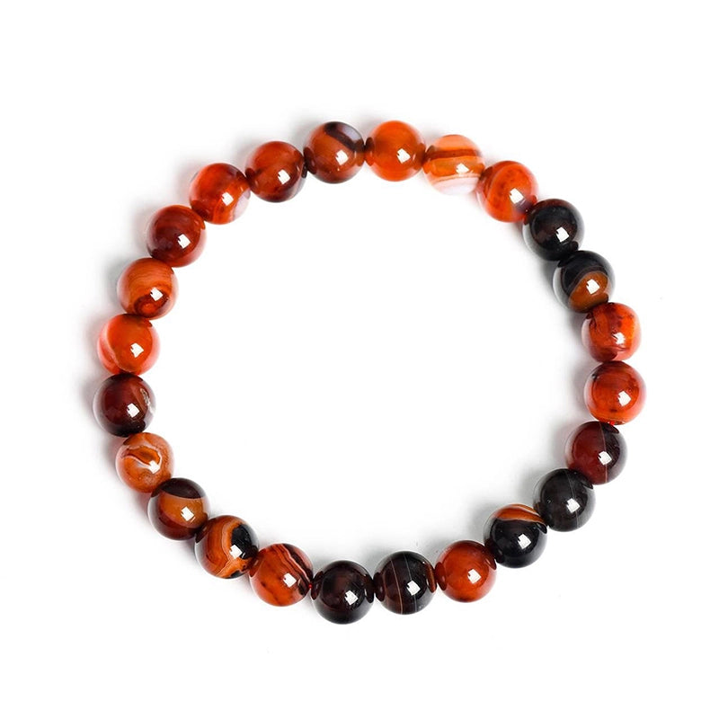 Sardonyx bracelet with layered 8mm red and white beads by Roline Crystal