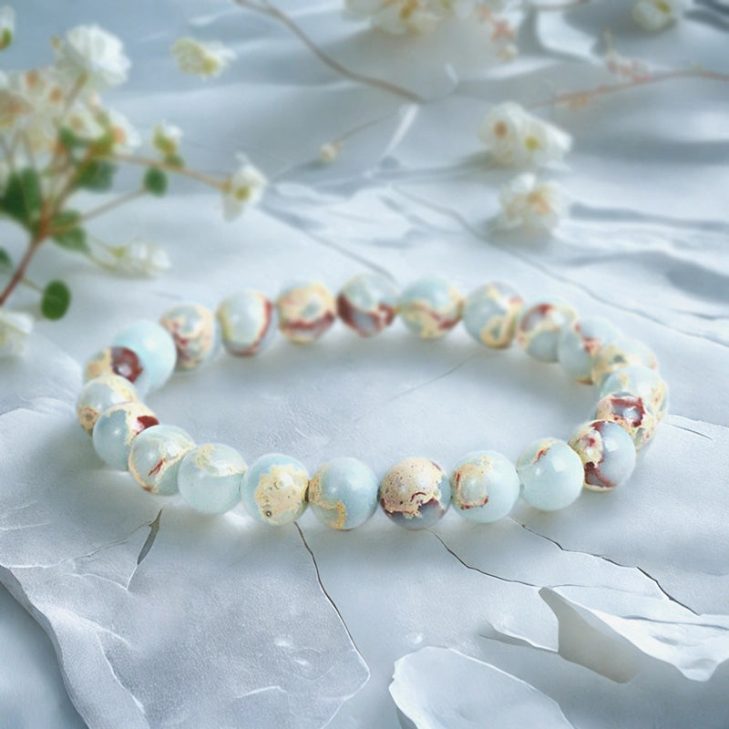 Serpentine stone bracelet with natural marbled patterns by Roline Crystal