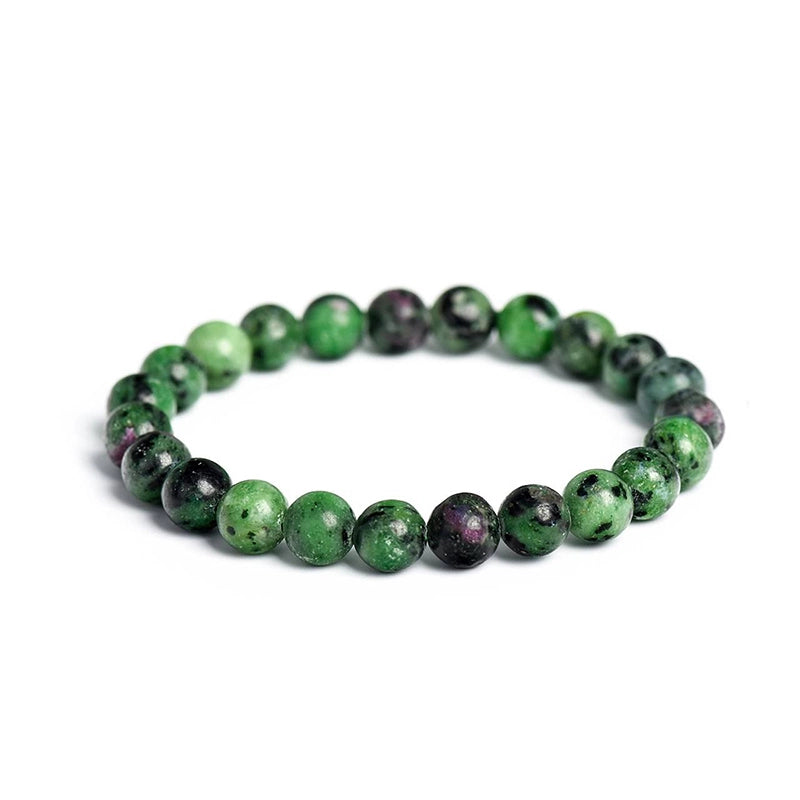 Zoisite bracelet with 8mm green polished beads by Roline Crystal 
