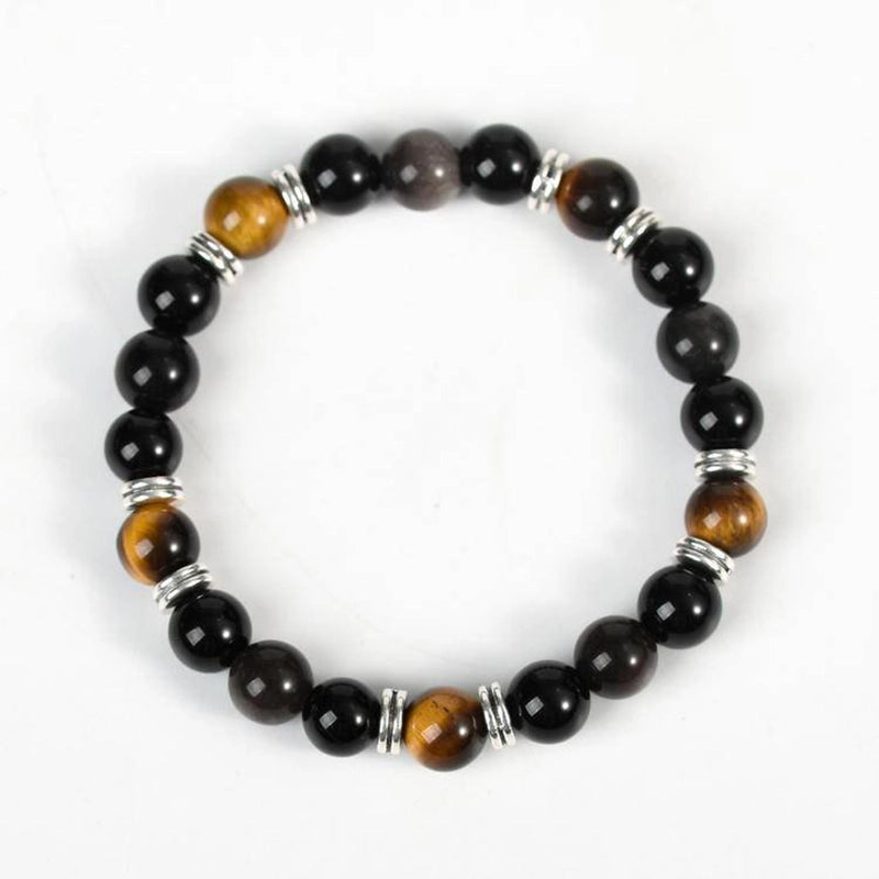 Obsidian Protection Bracelet with Healing Gemstones & Silver | Roline Crystal