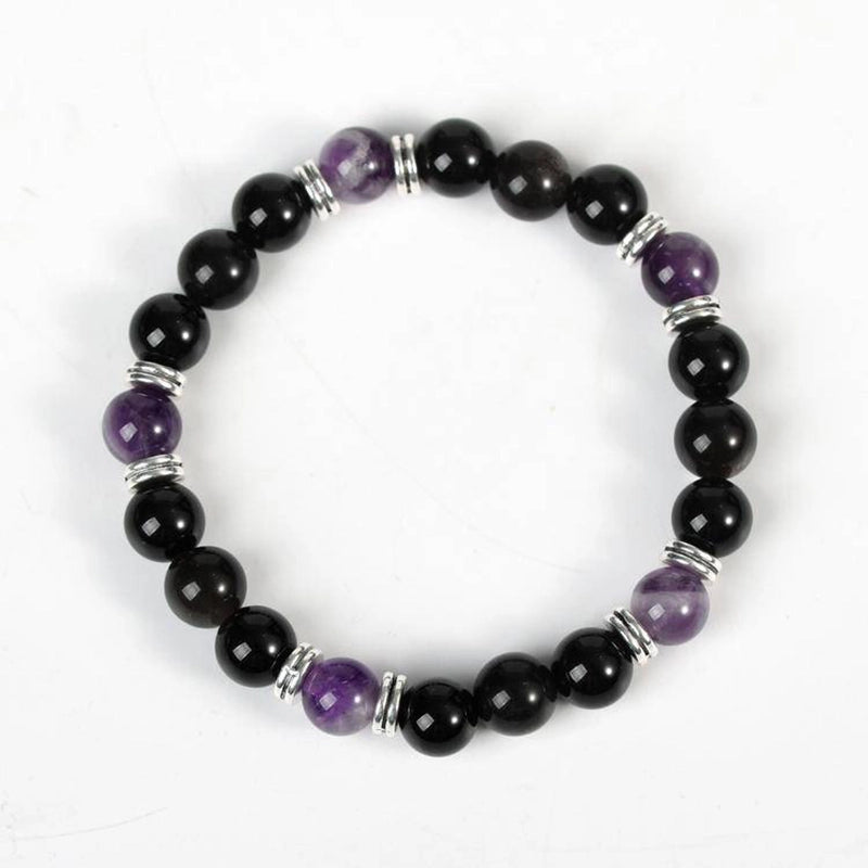 Obsidian Protection Bracelet with Healing Gemstones & Silver | Roline Crystal