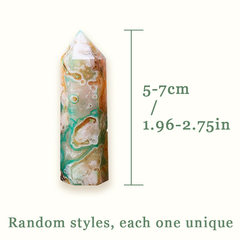 Green Sakura Agate Tower - Natural Guardian for Safety, Balance & Endurance