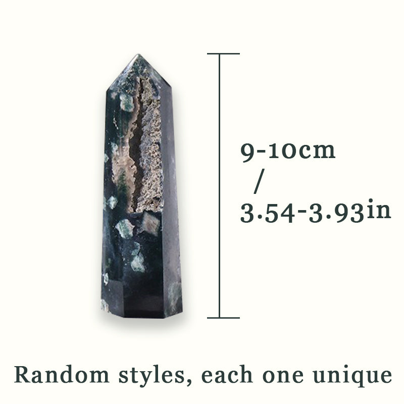 Moss Agate Tower - Enhance Intuition, Promote Peace of Mind, Increase Energy