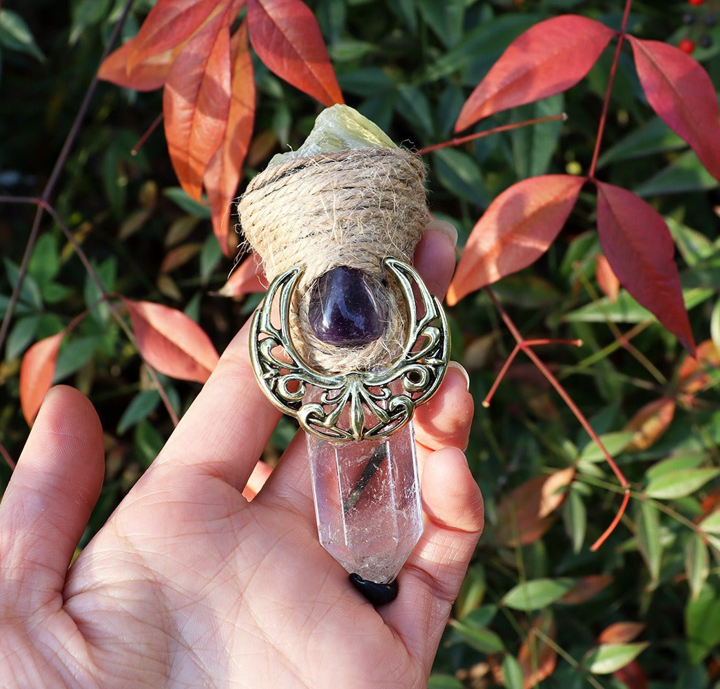 Crystal Pillar Magic Wand，Crystal Column & Raw Stone，the Witch‘s Pure Energy Magic