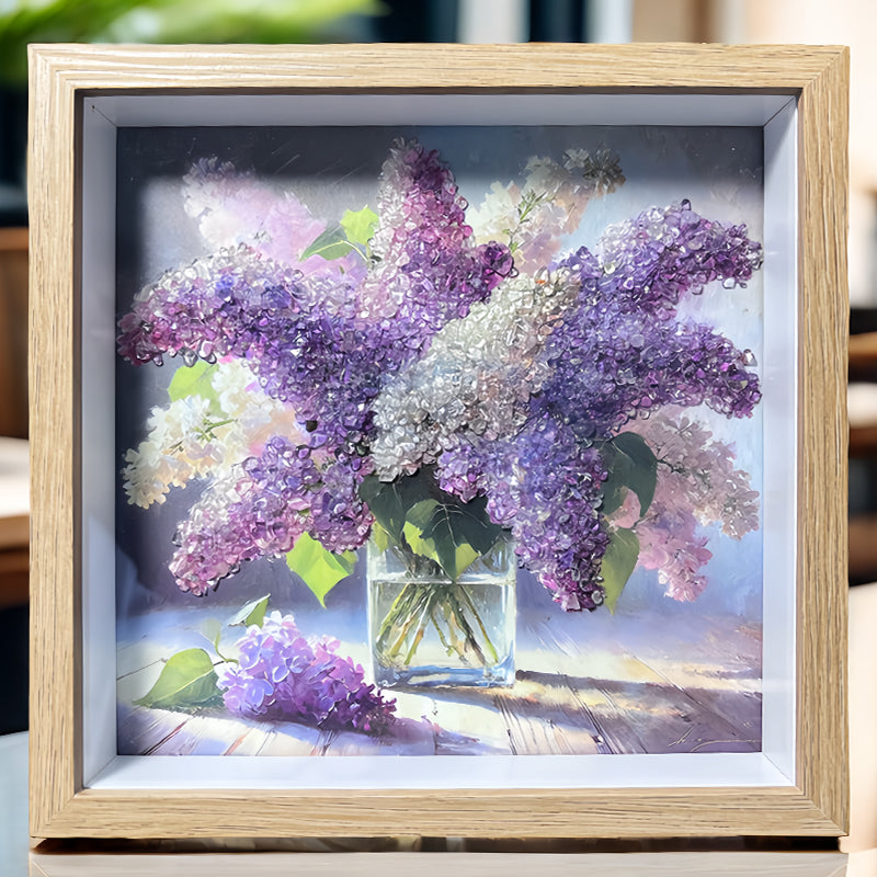 Clear Quartz and Amethyst Framed Crystal Art-Flower Paintings