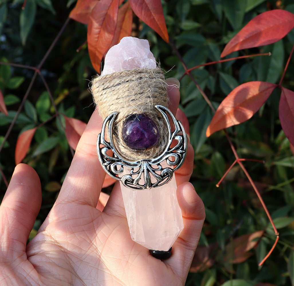 Crystal Pillar Magic Wand，Crystal Column & Raw Stone，the Witch‘s Pure Energy Magic