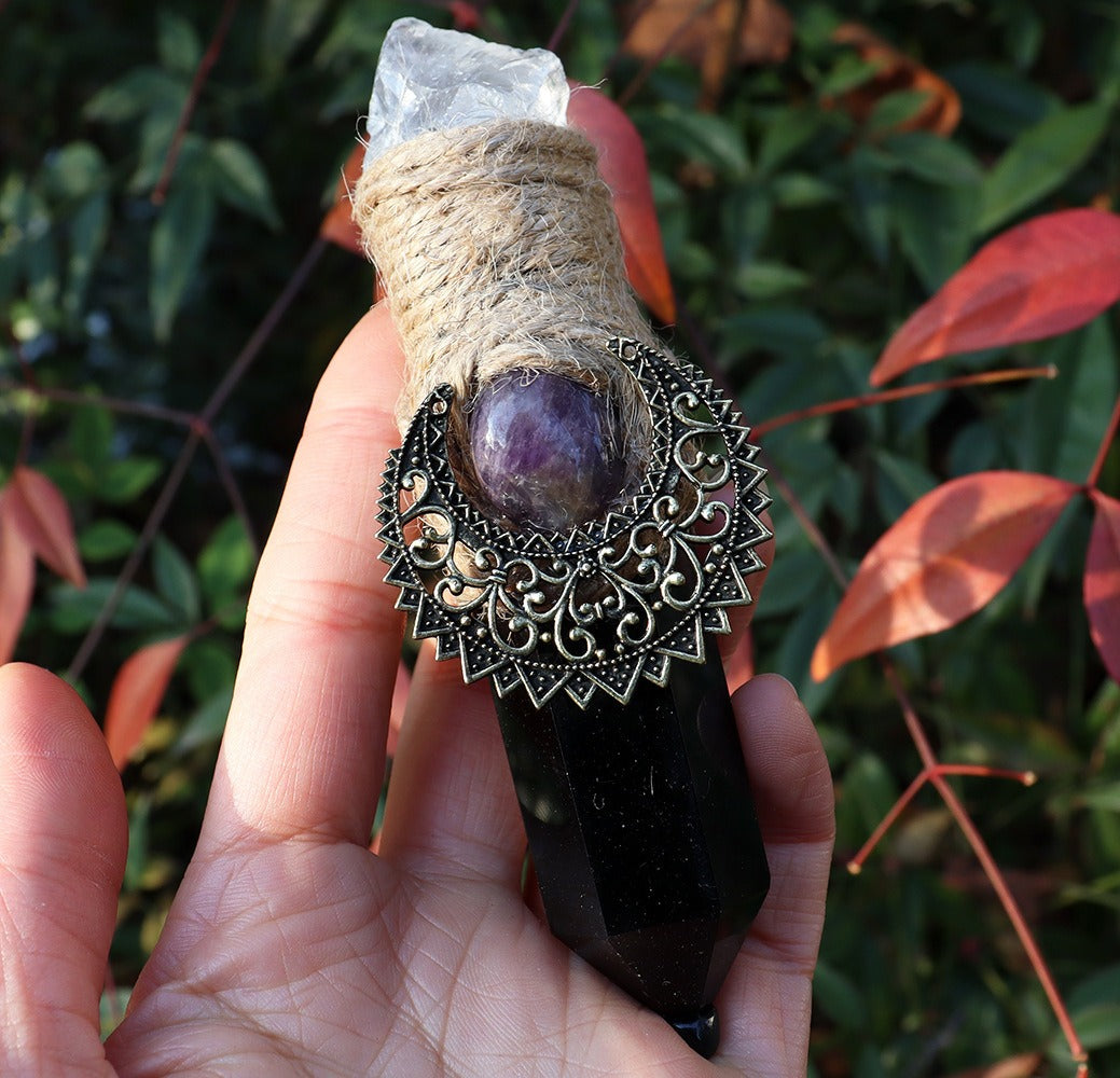 Crystal Pillar Magic Wand，Crystal Column & Raw Stone，the Witch‘s Pure Energy Magic