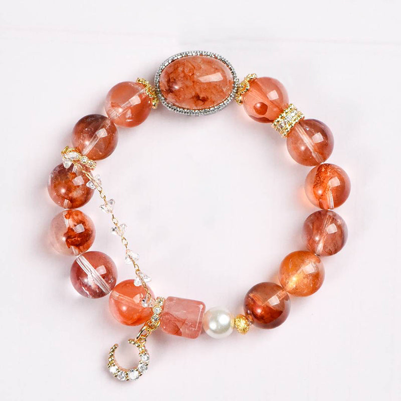 Red Gum Flower Stone Bracelet - Embrace Nature's Scarlet Wonders